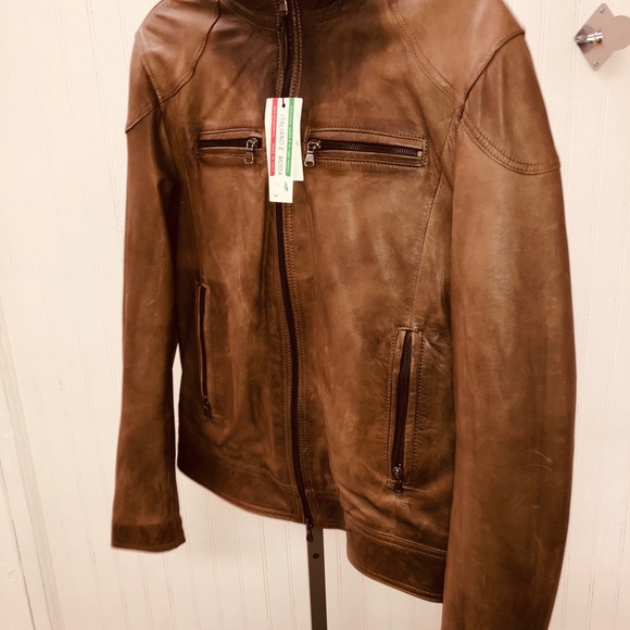 Men’s Italian leather jacket. M. NWT. - Picture 8 of 13
